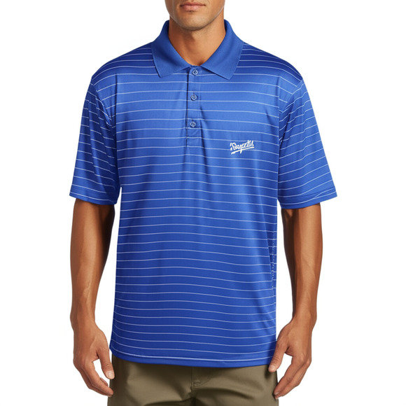 Cutter & Buck XXL Polo Shirt Blue Striped Kansas City Royals MLB CB Dry Tec‎ NEW